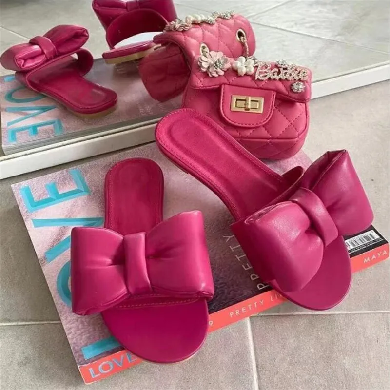 Сланцы женские с бантом пляжная обувь без каблука шлепанцы сандалии Melissa лето