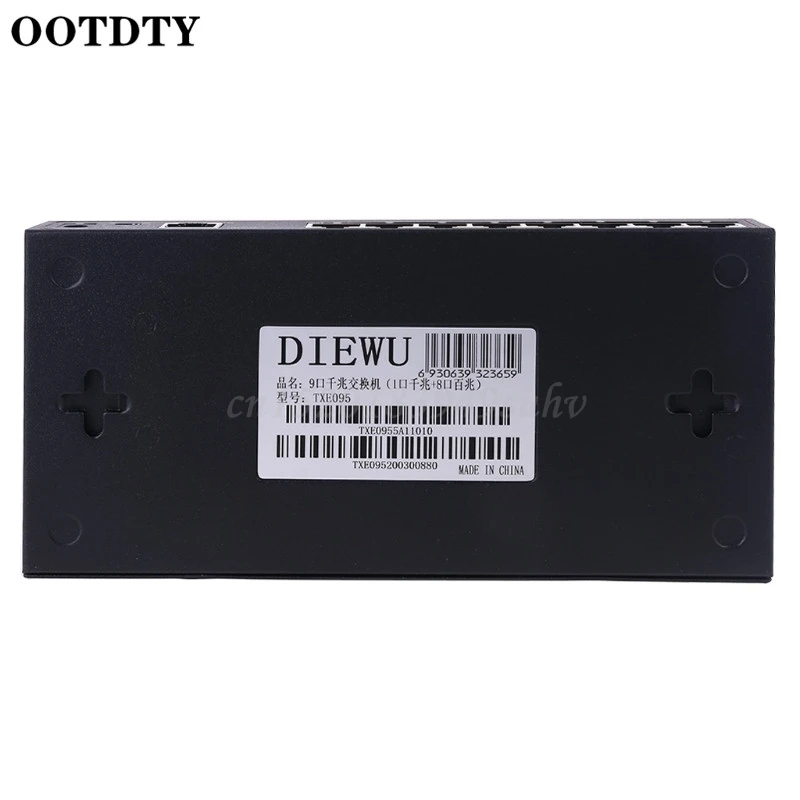 

9 Ports Fast Ethernet Switch 8 Ports 100M + 1 Port 1G VLAN Support Desktop High Speed Heat Dissipation US Plug Adapter