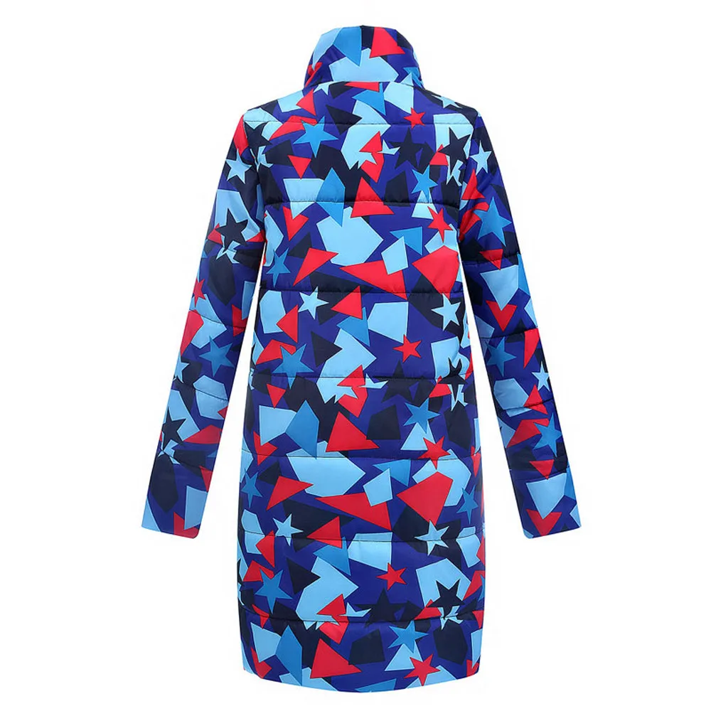 Зимнее длинное хлопковое Стеганое пальто пуховое Женское зимнее теплое парка