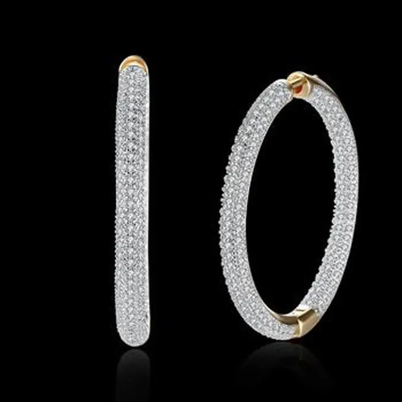 

K Gold Zircon Ear Buckle Round Diamond-encrusted Romantic Wind Earring Women's Champagne Gold Earring Studs KZCE126-E