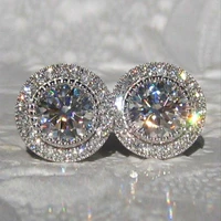 silver stud earrings women wedding white sapphire jewelry women wedding