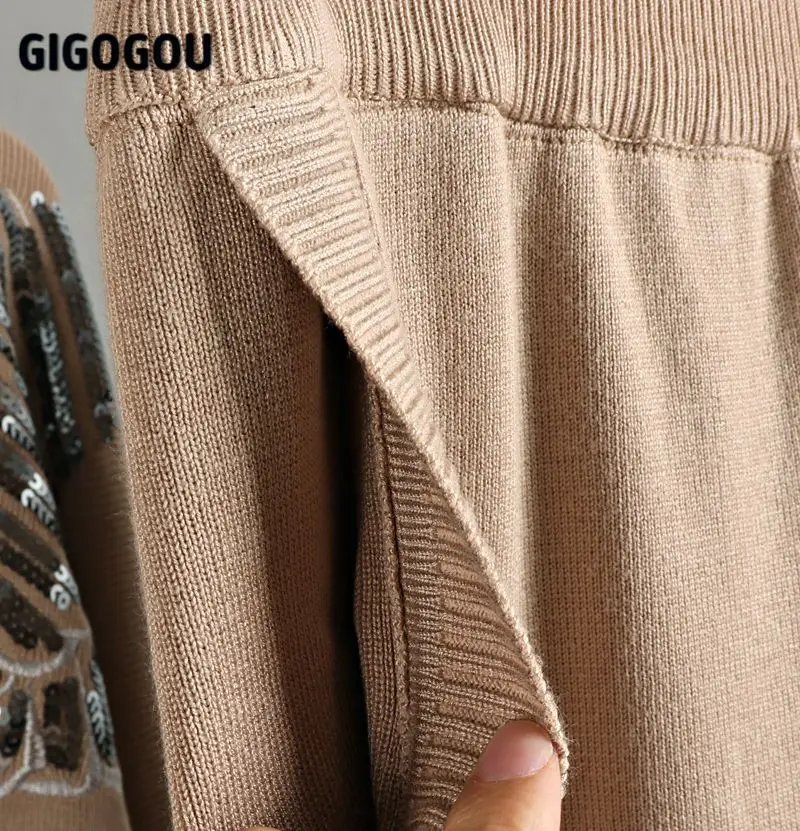 GIGOGOU/Роскошный вязаный женский свитер с блестками Спортивные костюмы Пуловер