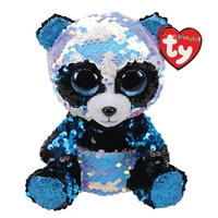 15cm ty beanie bamboo sparkly eyes reversible sequin blue panda cute animal doll birthday gift soft stuffed plush toy kids