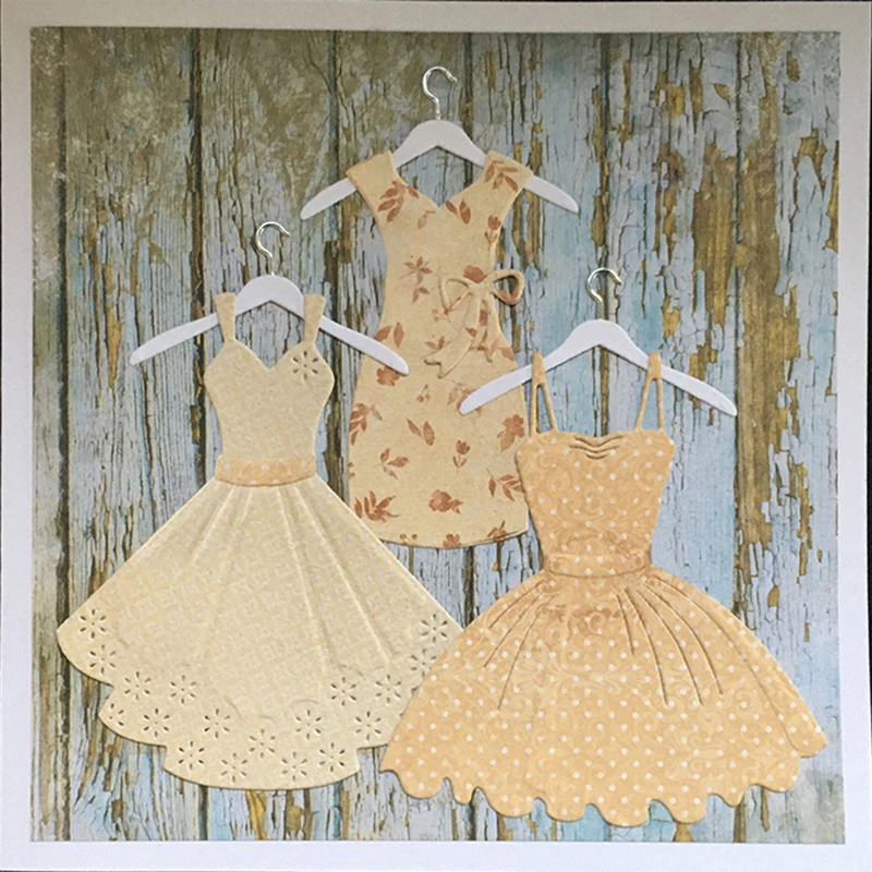 Cutting Dies 3pcs New Cut Women Dress Shape Pattern DIY Stencils Scrapbooking Photo Album Embossing Paper Card Decor |