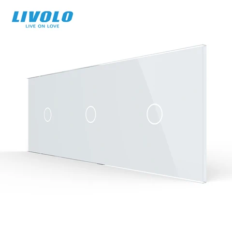 Роскошное белое жемчужное стекло Livolo, 222 мм * 80 мм, только панель, тройная стеклянная панель, VL-C7-C1/C1/C1-11 (4 цвета), без логотипа - изображение