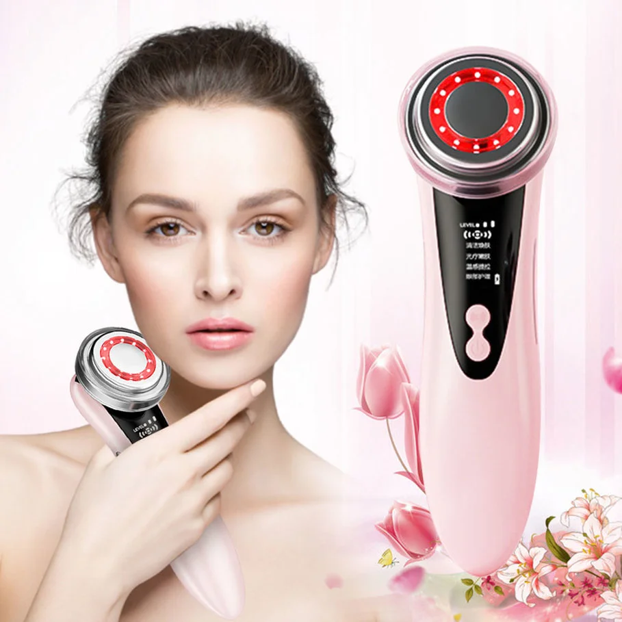 

EMS Facial Massager LED Light Therapy RF Face Cleansing Wrinkle Removal Face Lifting Beauty Device with Rejuvenation Gel