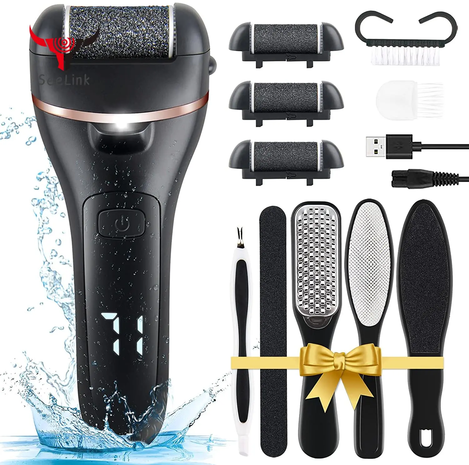 

Rechargeable Electric Foot File Callus Remover Machine Pedicure Device Foot Care Tools Feet For Heels Remove Dead Skin black