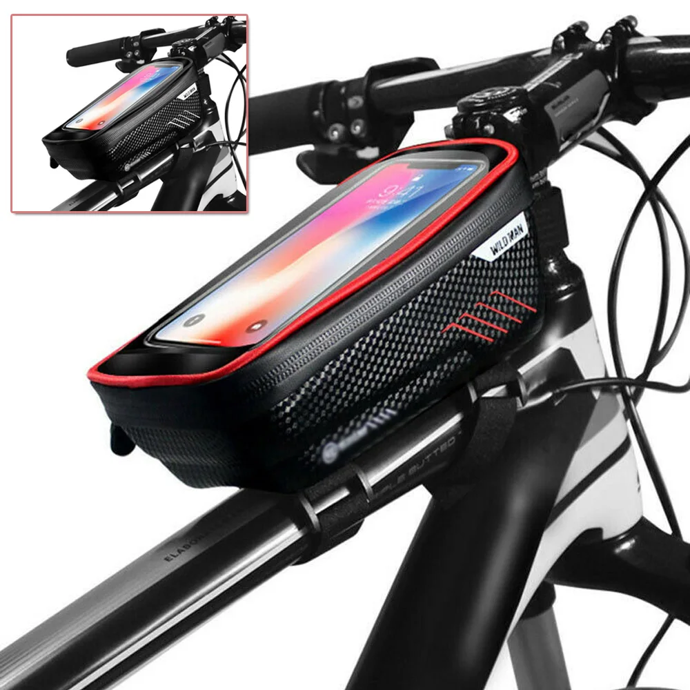 

WILDMAN Bike Bicycle Waterproof Front Tube Bag 4.7-6.5 Touch Screen Phone Case Smartphone Touchscreen Bag MTB Bike Accessories