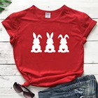 Женская футболка с принтом три кролика, с коротким рукавом