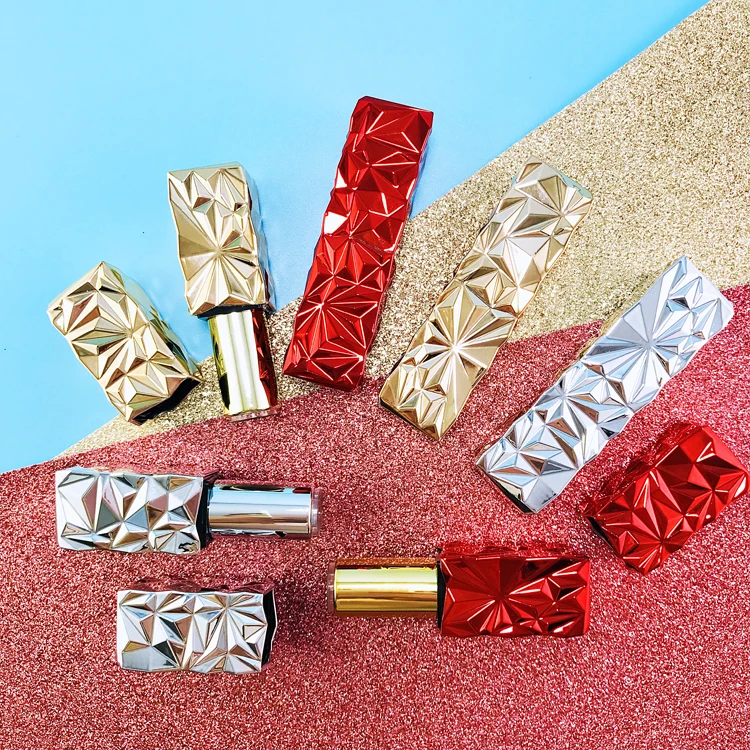

10/20Pcs empty plastic golden lipstick tube 12.1mm, square gold lip rouge case
