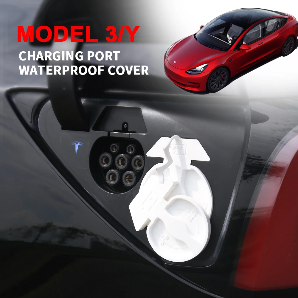 

For Tesla Model 3 2017-2021 Model Y Silicone Car Charging Port Protective Cover Dust Plug Siamese Waterproof Auto Accessories