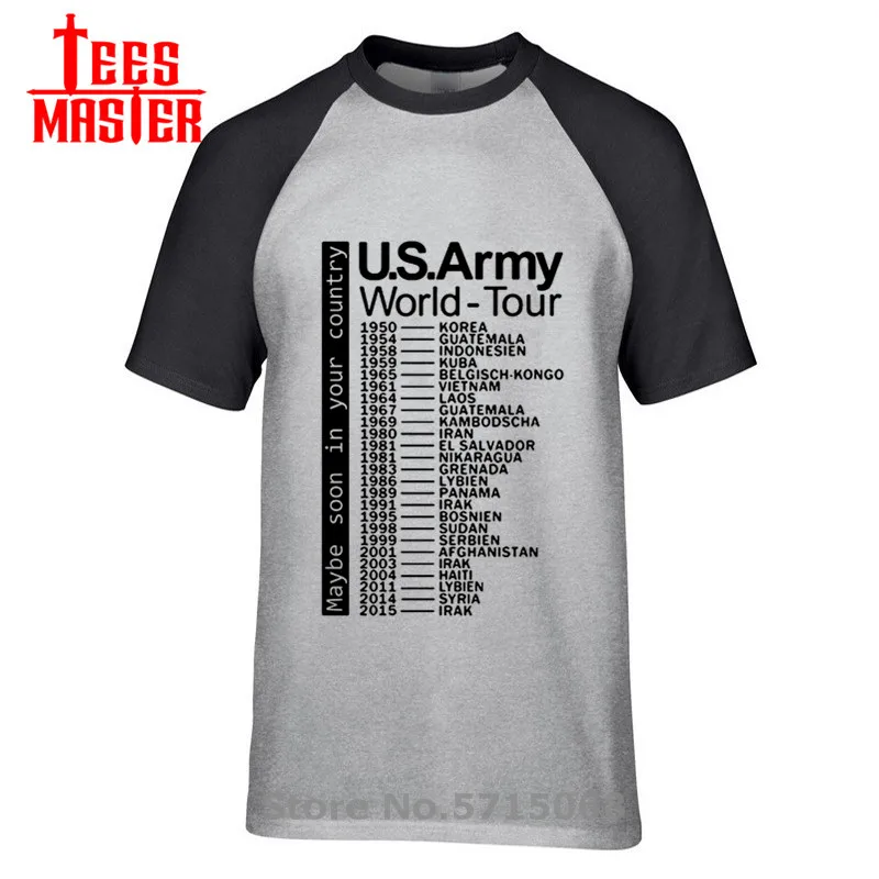Армии США World Tour футболки человек футболка 2020 Забавный дизайн в стили милитари