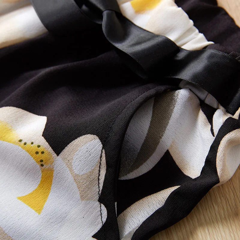 Одежда для девочек топ с рукавами крылышками и цветочным принтом футболка штаны