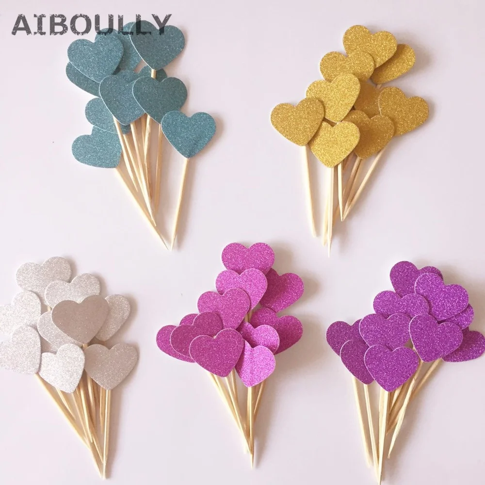 10 шт. ручной работы Многоцветный Милый Блестящий маленький Топпер для торта в