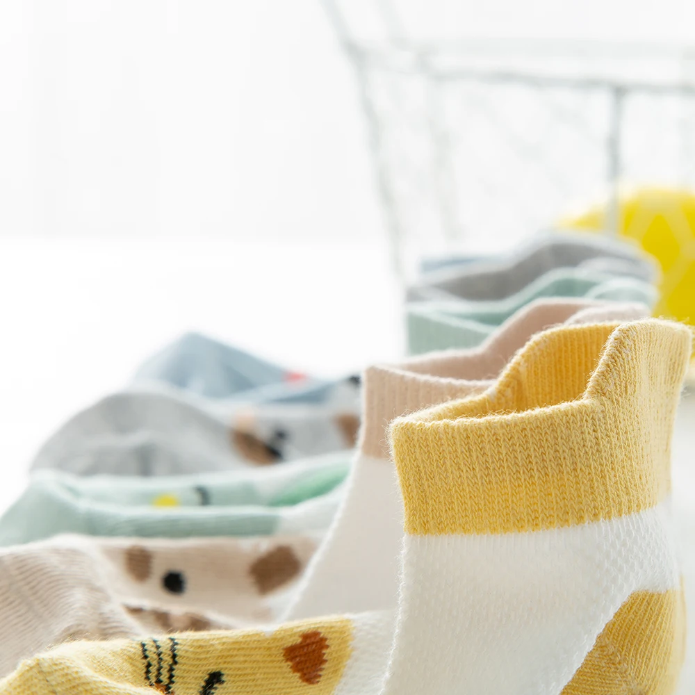 5 пары/Лот От 0 до 2 лет носки для малышей летние хлопковые в сеточку с Мультяшные