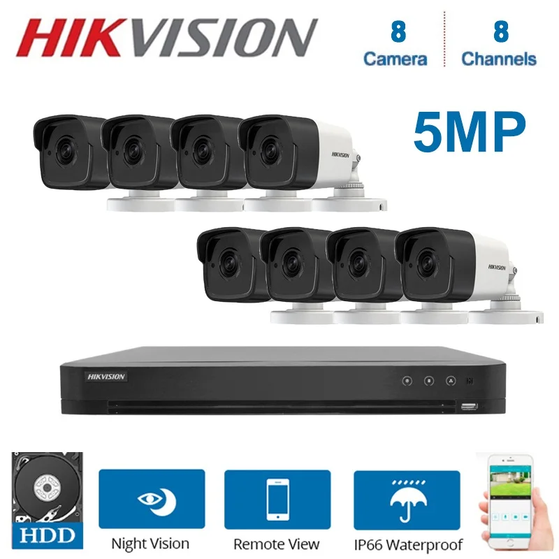 

Hikvision 8-канальный видеорегистратор видеонаблюдения комплект DS-7208HUHI-K1 с 5MP камера ночного видения наружная камера DS-2CE16H0T-ITF комплект