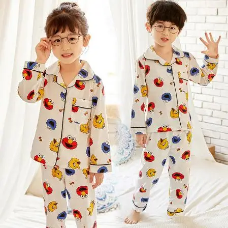 Весенняя одежда Детская для сна мальчиков Хлопковые комплекты маленьких девочек