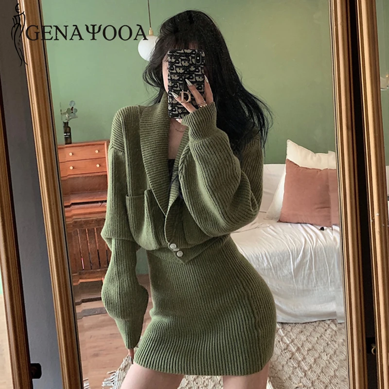 Женский трикотажный комплект genayoa из двух предметов трикотажная Мини юбка с