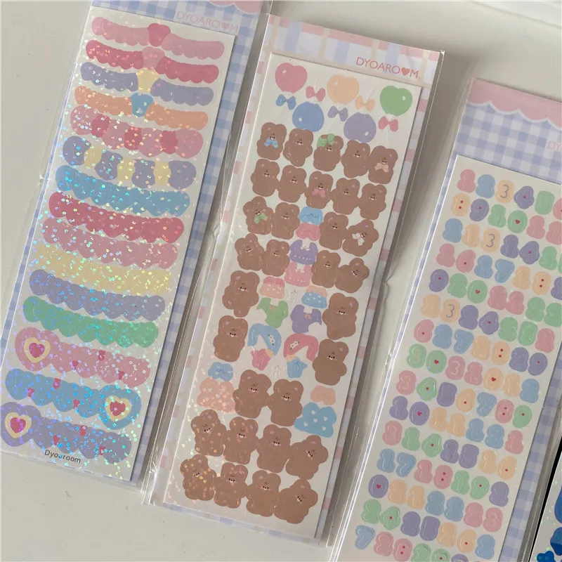 В Корейском стиле милое платье с бантом и блестками лазерный Стикеры Ins Idol карты