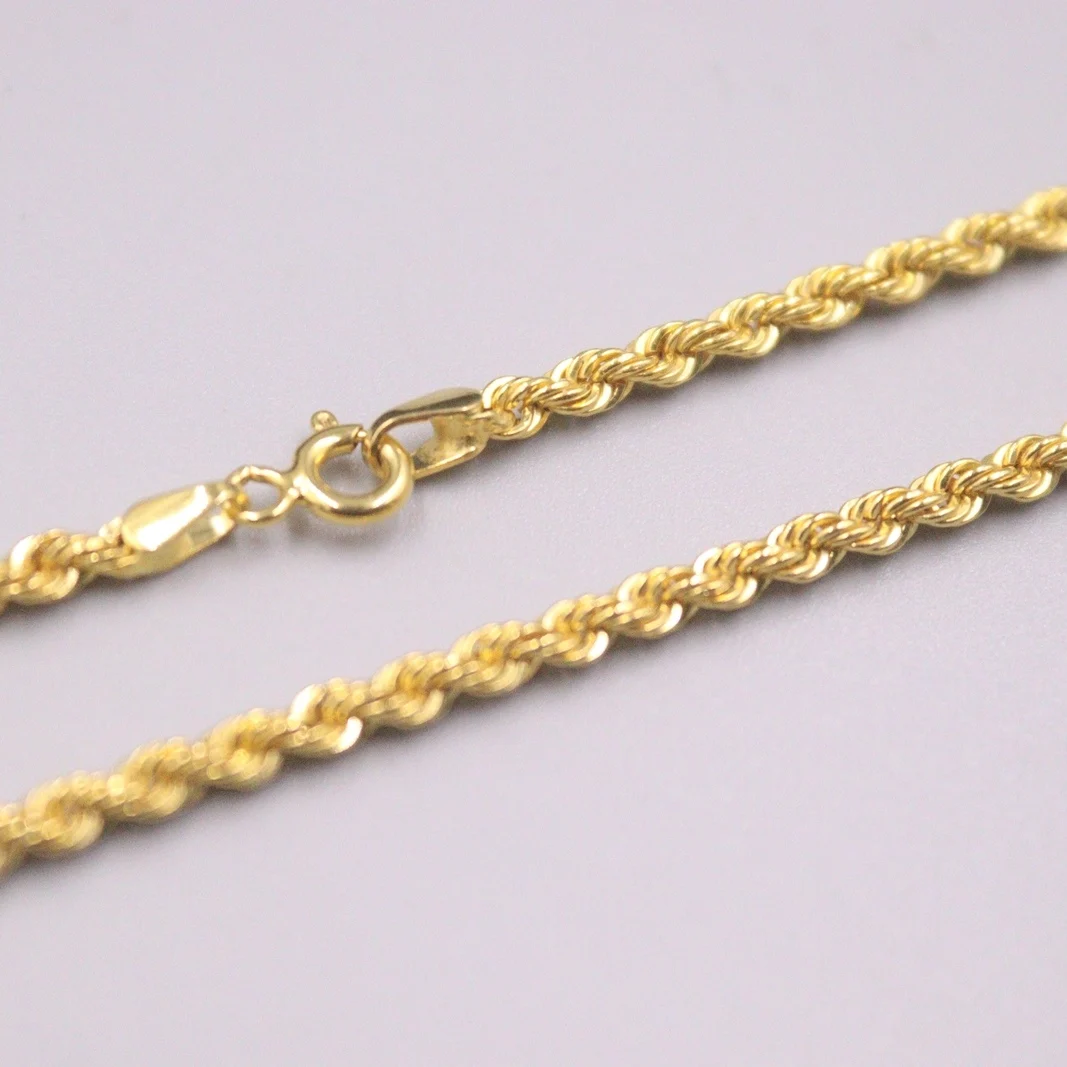 

Real 18K Yellow Gold Chain For Women Female 2.5mm Twist Rope Link Necklace 55cm/22inch Length Au750