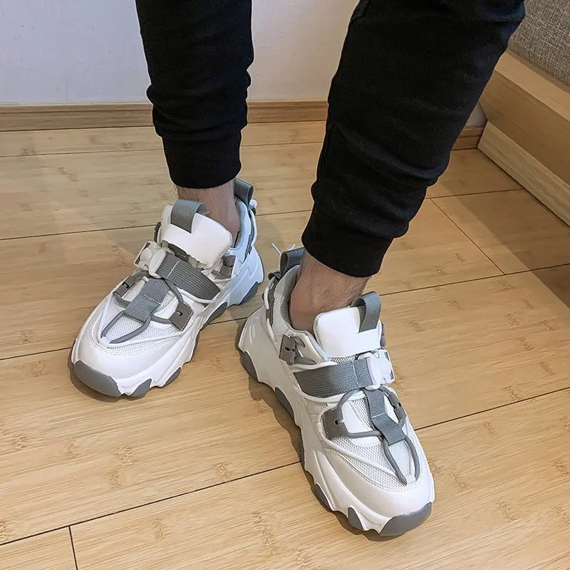 Сетчатые кожаные Повседневные кроссовки для женщин и мужчин Большие размеры 35-43