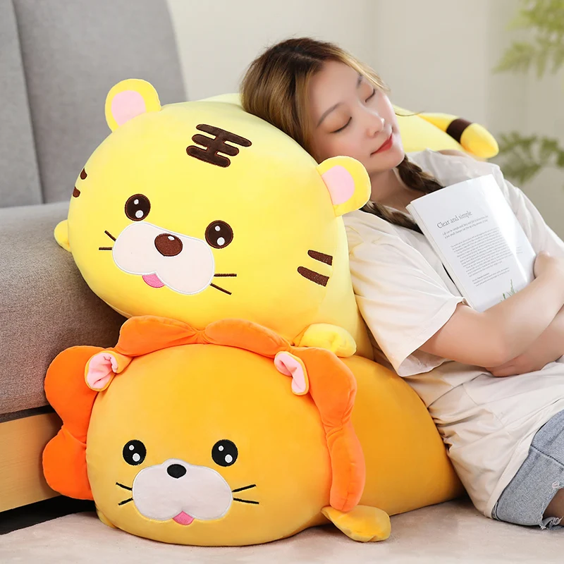 

40/60cm Fluffy Sleeping Pillows Cute Plush Tiger&Lion Toys Stuffed Cartoon Animals Doll Bed Room Decor Kids Girls Lovely Gift