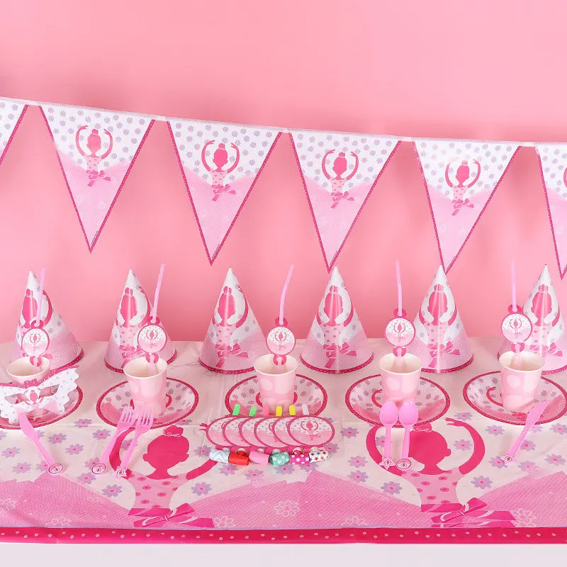 Балетная посуда для вечеринки девочек одноразовые тарелки на день рождения +