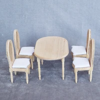 112 mini dollhouse furniture 1 table 4 chairs wood miniature dining room furniture set for ob11