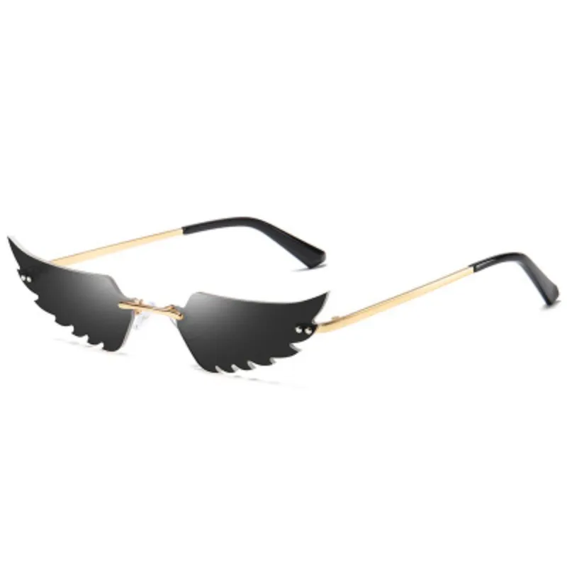 

NAUQ fashion colored cat eye sunglasses women 2020 luxury brand punk frameless sun glasses gradient lens personality wing gafas