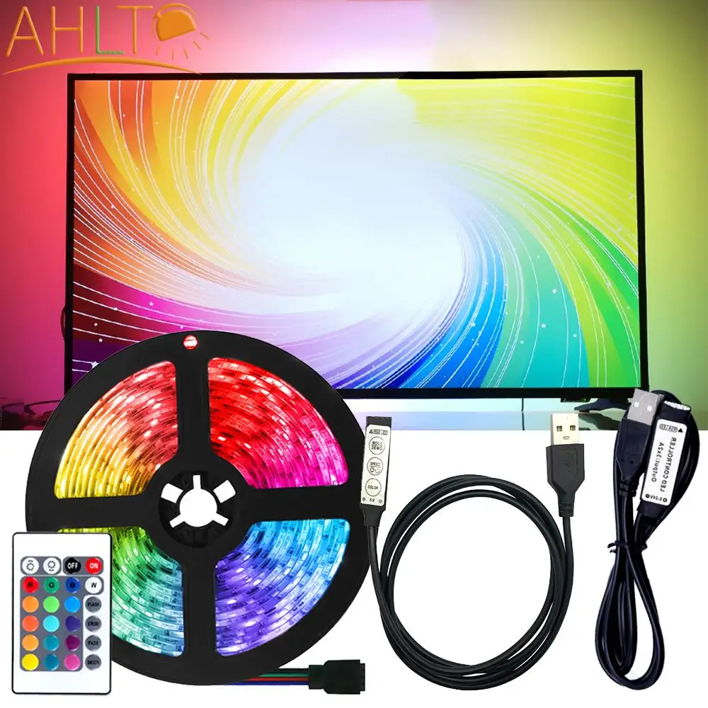 

USB LED Strip Light RGB 2835 DC 5V Flexible Ribbon RGB Desk Screen TV Background Lighting Cable Control for Festival Party Room