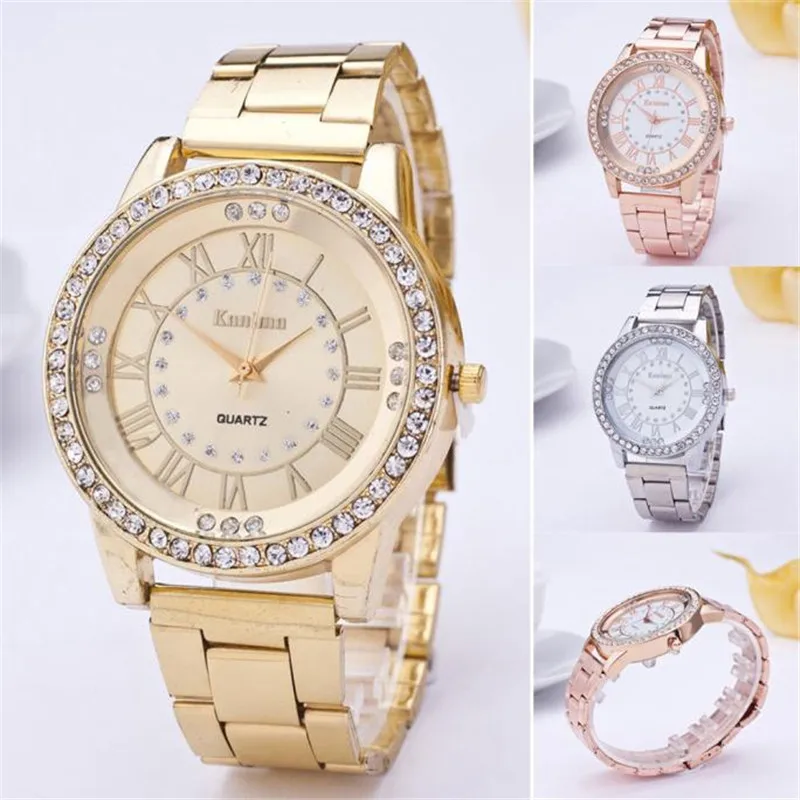 

NO.2 Fashion Casual Watch Women's Men's Crystal Rhinestone Stainless Steel Analog Hour Quartz Wrist Watch Unisex Clock Relogios