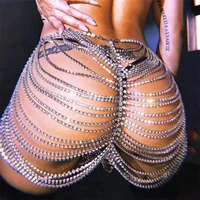 glamorous women fashion luxury women sexy waist chain shiny crystal nightclub body jewelry thong halloween party
