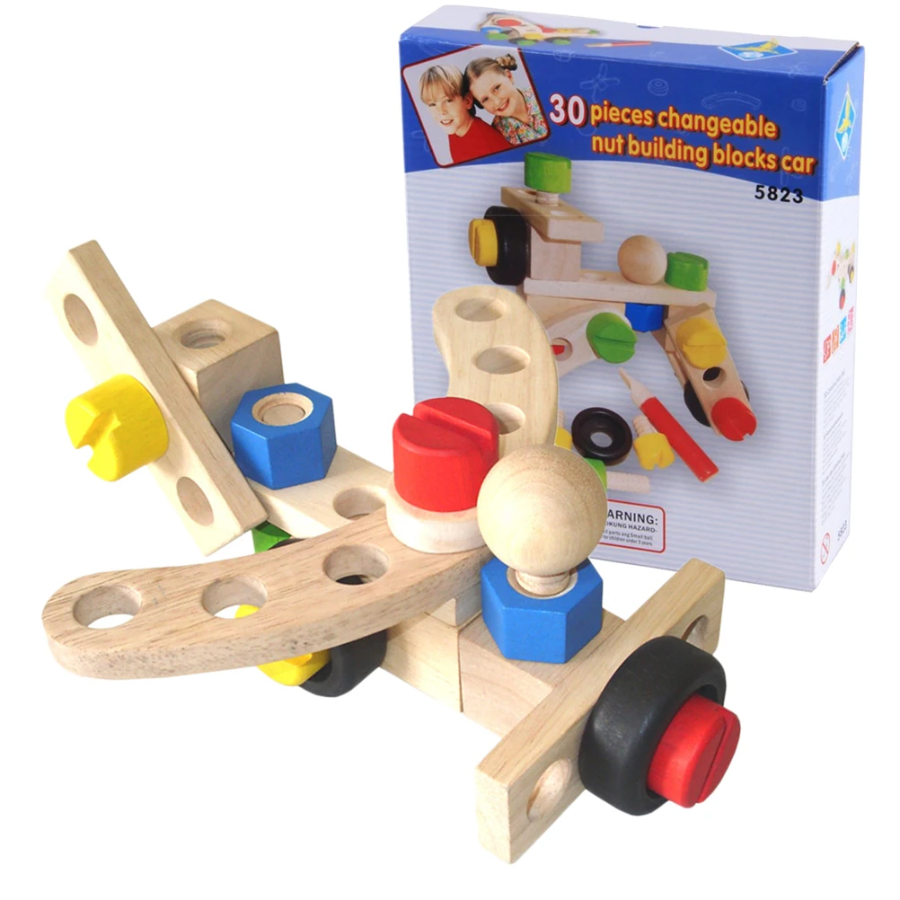30 шт. набор деревянных и болтов строительные блоки гайки болты Набор
