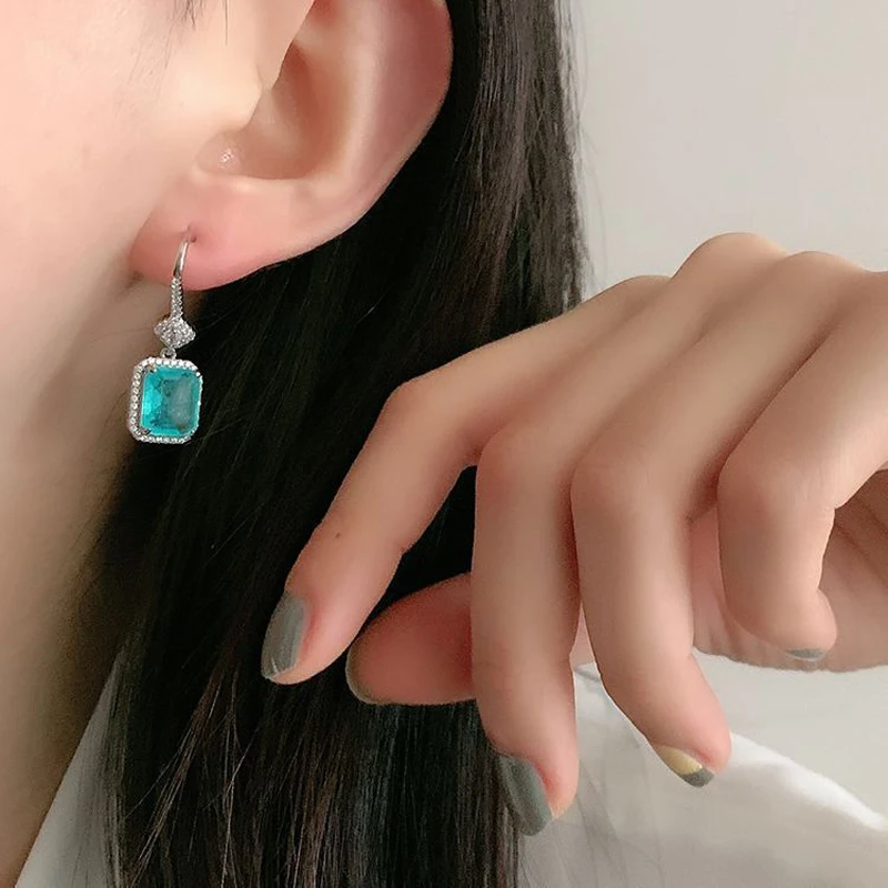 Серьги-подвески FFGems Paraiba с турмалином и изумрудом ювелирные украшения