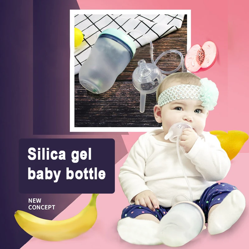 

Baby feeding Bottle Long straw Hands-free bottle Multifunctional Baby Bottle Kids Cup Silicone Sippy NO BPA