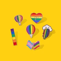 rainbow color enamel pins cloud hot air balloon heart flag brooches lapel pins jewelry accessories backpack gift for friend