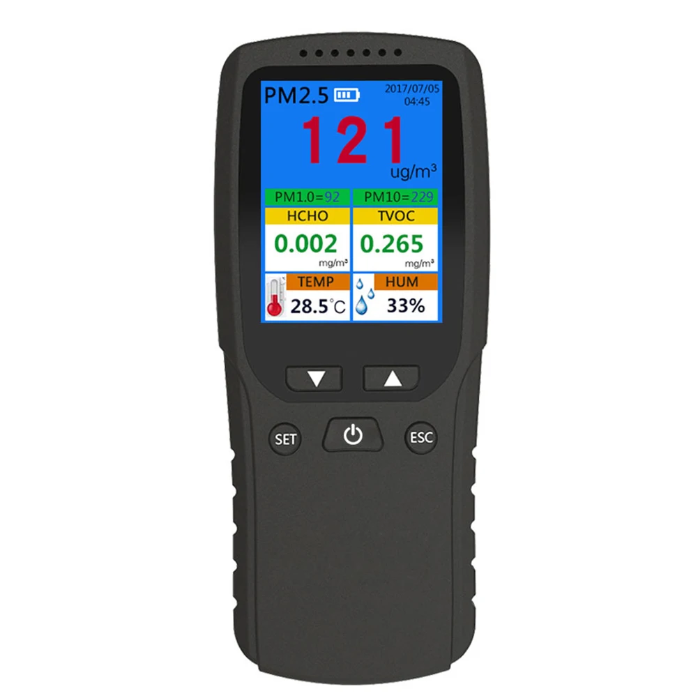 

CO2 Meter Digital Temperature Humidity Air Quality Carbon Dioxide HCHO Detector Temperature-Humidity-Display Gas