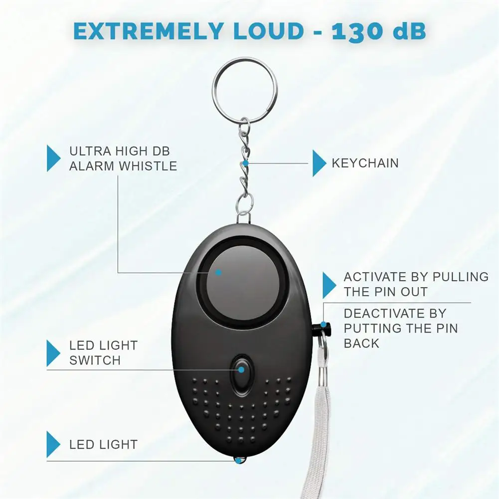 Portable Self Defense Alarm 130DB Emergency Protection Personal Security Alarm KeyChain With Led Light For Woman Kids Elderly images - 6