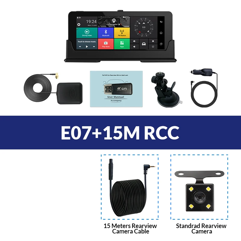 E-ACE E07 1080P HD 4G Автомобильный видеорегистратор Камера ADAS видео рекордер Android 5,1 gps навигация удаленный монитор грузовик видеорегистратор двойная камера s