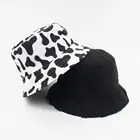 Для женщин Летняя шляпа Корова детские носки с принтом с пандой открытый двусторонний Реверсивные ведро Кепки шляпа от солнца панама женская