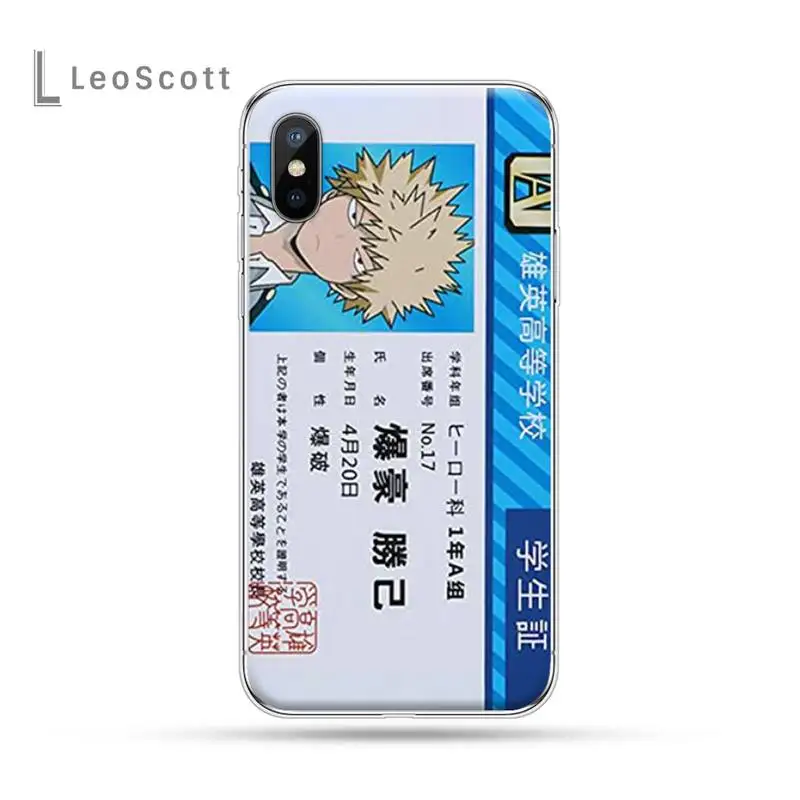 

My Hero Academy ID Card Phone Case For iphone 12 5 5s 5c se 6 6s 7 8 plus x xs xr 11 pro max