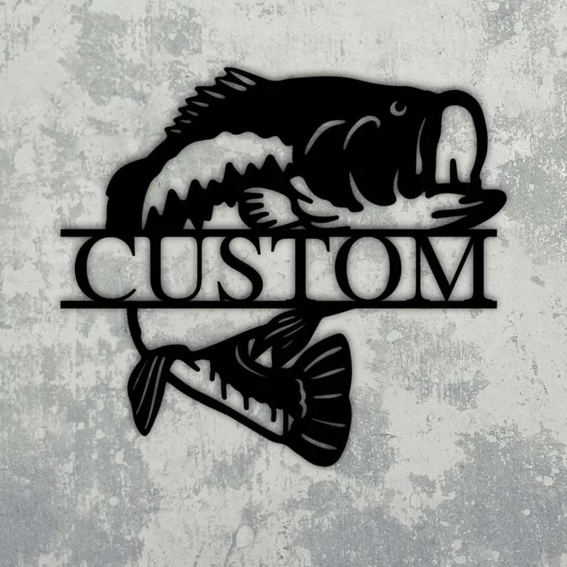 Personalized Laser Cut Acrylic Fish Wall Decor Name Sign Outdoor Hanging Fishing shop photo prop wall sign Housewarming Gift | Дом и сад