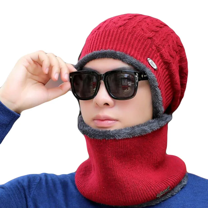 Брендовые зимние шапки для мужчин Skullies Beanies Мужская зимняя вязаная шапка из крученой пряжи шарф из шерсти женская маска капота мужская шапка
