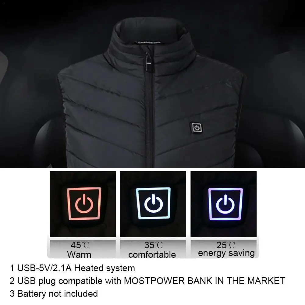 

Heating Vest Outdoor Sports Fishing Graphene Electric Heated Vests USB Safety Intelligent Thermostat