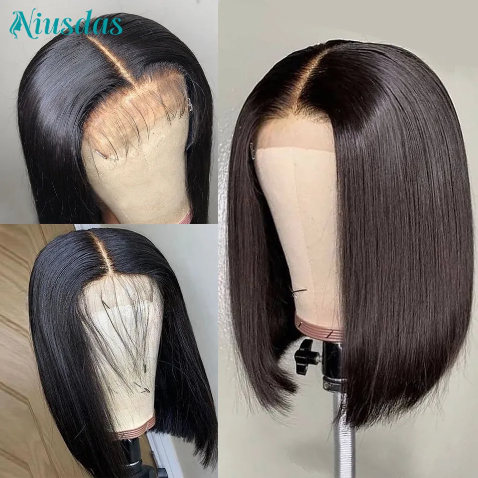

Short Straight Bob Human Hair Wigs for Women Bob Wig Lace Front Human Hair Wigs Niusdas Transparent Lace Front Wig