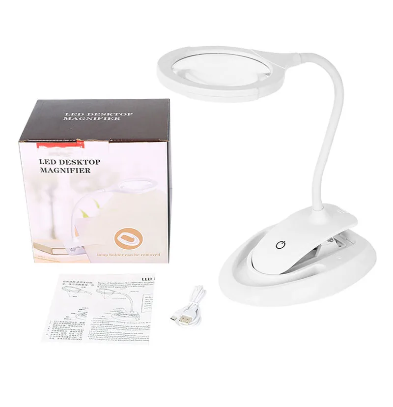 

LED Beauty Light Magnifier Rechargeable 5x 10x Ring LED Light Desktop / Clip Replaceable Reading Light Repair Magnifier