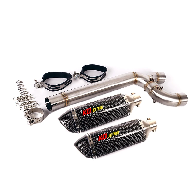 Yamaha FZ6N FZ6S FZ6 Motorcycle Replace Original System 1x Middle Link Pipe Connect 2x Exhaust Muffler Tube Left Right Side image 5