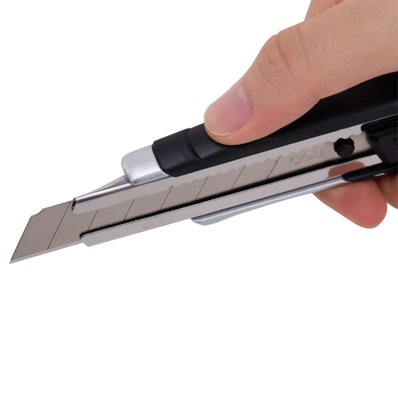 Deli Zinc Alloy Utility Knife Set Paper Cutter 1pc + Steel Blade 1 Box Office School Supplies 33416 | Канцтовары для офиса и