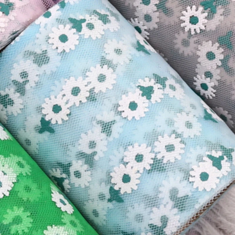 10 ярдов каваи ромашка печать Тюль ленты рулон 9 цветов для упаковки подарков