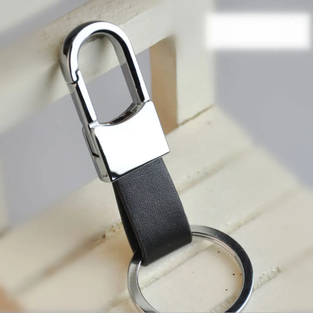 Новинка 2019 модное кольцо для ключей черный кожаный ремешок Карманный Брелок